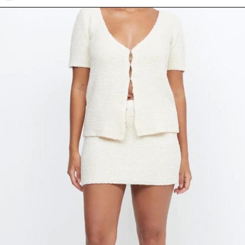 Bec + Bridge Gaia Knit Cream Mini Skirt Set